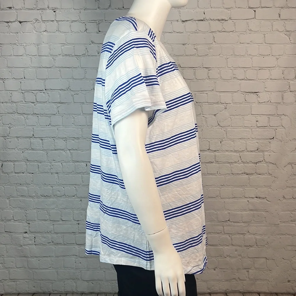 Style & Co Blue & White Stripe Short Sleeve Shirt Top Plus Size 3X - Picture 4 of 5